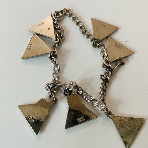 Sterling Silver Charlas Bracelet - Sorority - Pyramids - Vintage - Picture 3 of 13